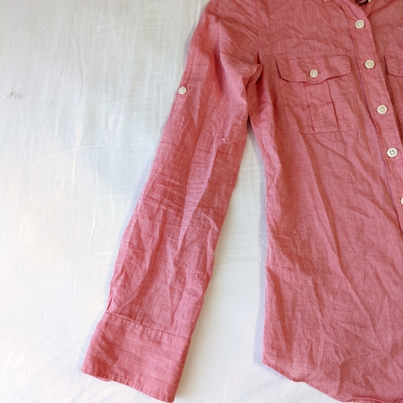 J. Crew Long Sleeve Button Down Shirt Coral - Picture 6 of 7